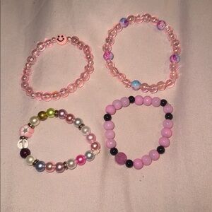 Pink Beaded Bracelet Set